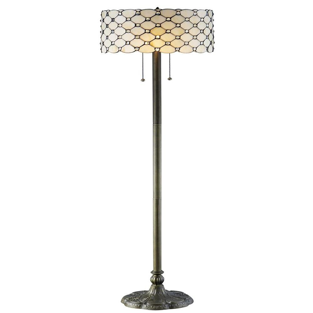 Details About Serena Ditalia Floor Lamp Tiffany Jeweled Stained Glass Pull Chain Bronze 60 In within proportions 1000 X 1000