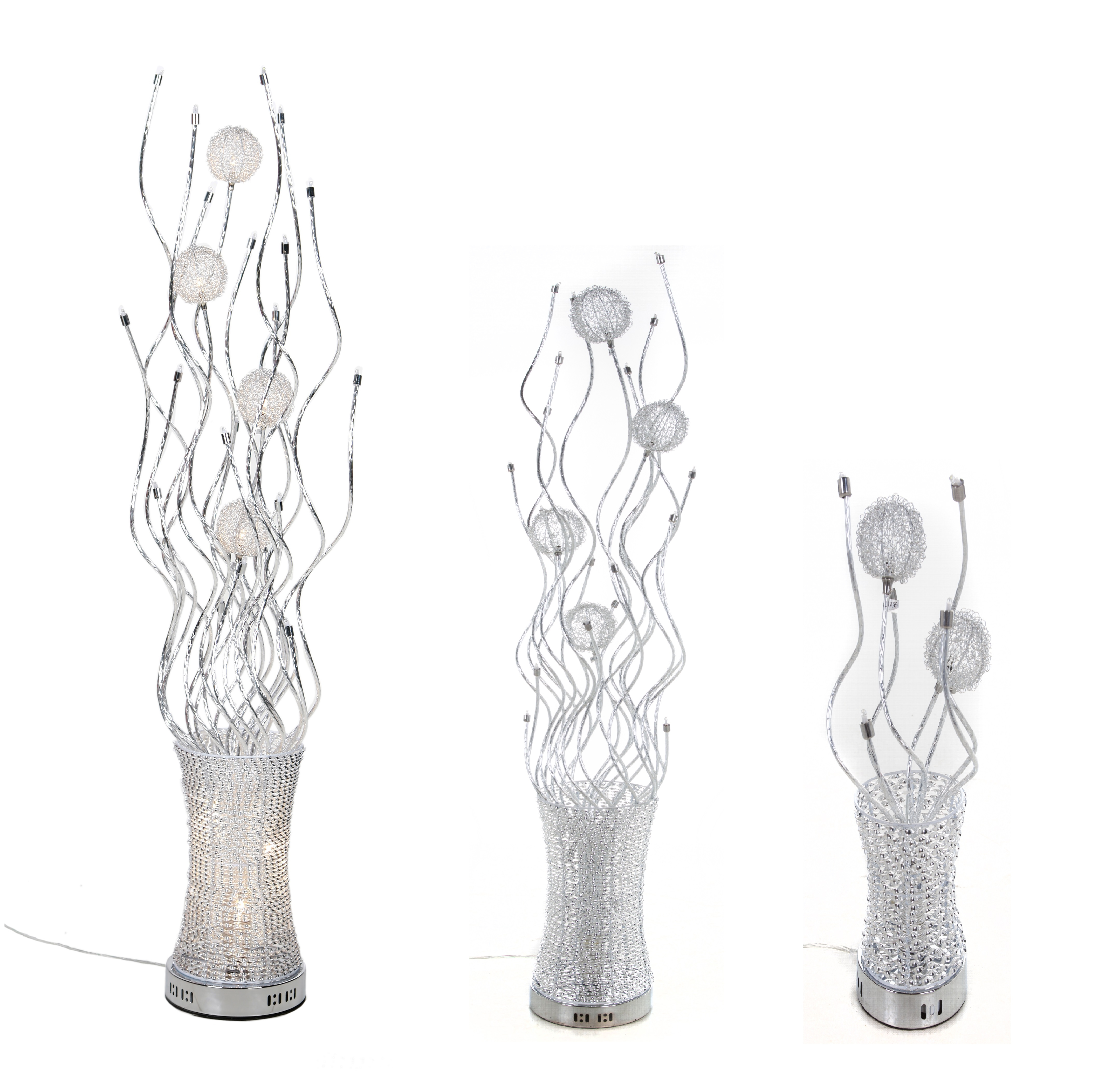 Details About Silver Aluminum Flower Vase Design Desk Table Floor Lamp Metal Wire Ball Ends inside proportions 4313 X 4209