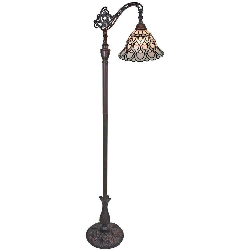 Details About Tiffany Style Floor Lamp Light Adjustable Bell Glass Shade Metal Base 62 In with dimensions 1000 X 1000