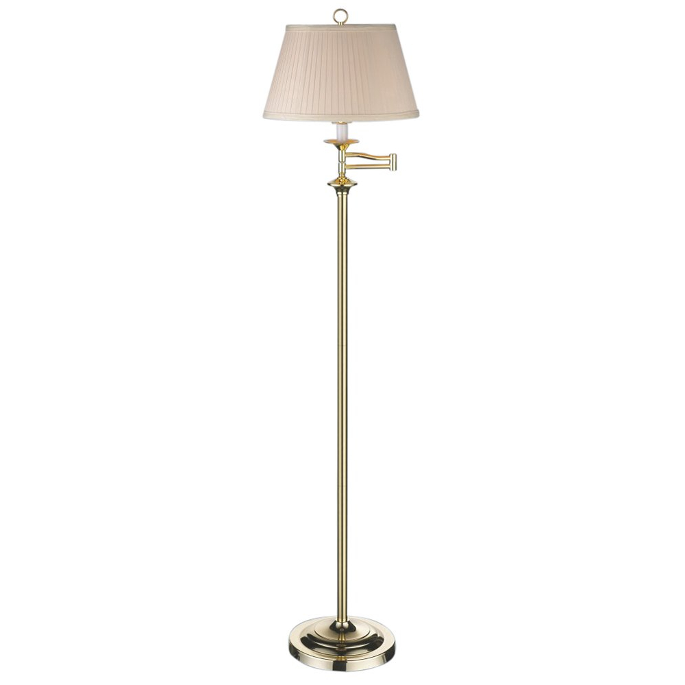 Details About Traditional Polished Brass Swing Arm Floor Lamp With Cream Shade Happy Hom regarding sizing 1000 X 1000