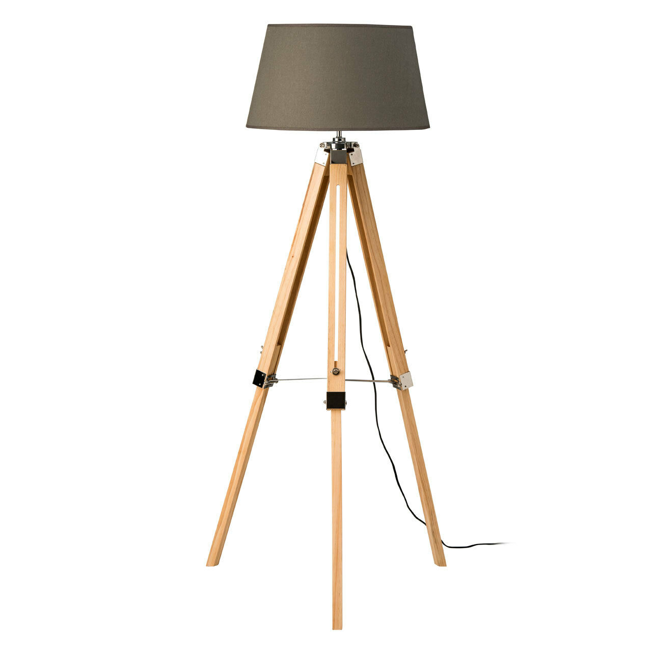 Details About Tripod Floor Lamp Grey Shade Light Wood Base Lighting Attractive Home Office New pertaining to proportions 1280 X 1280