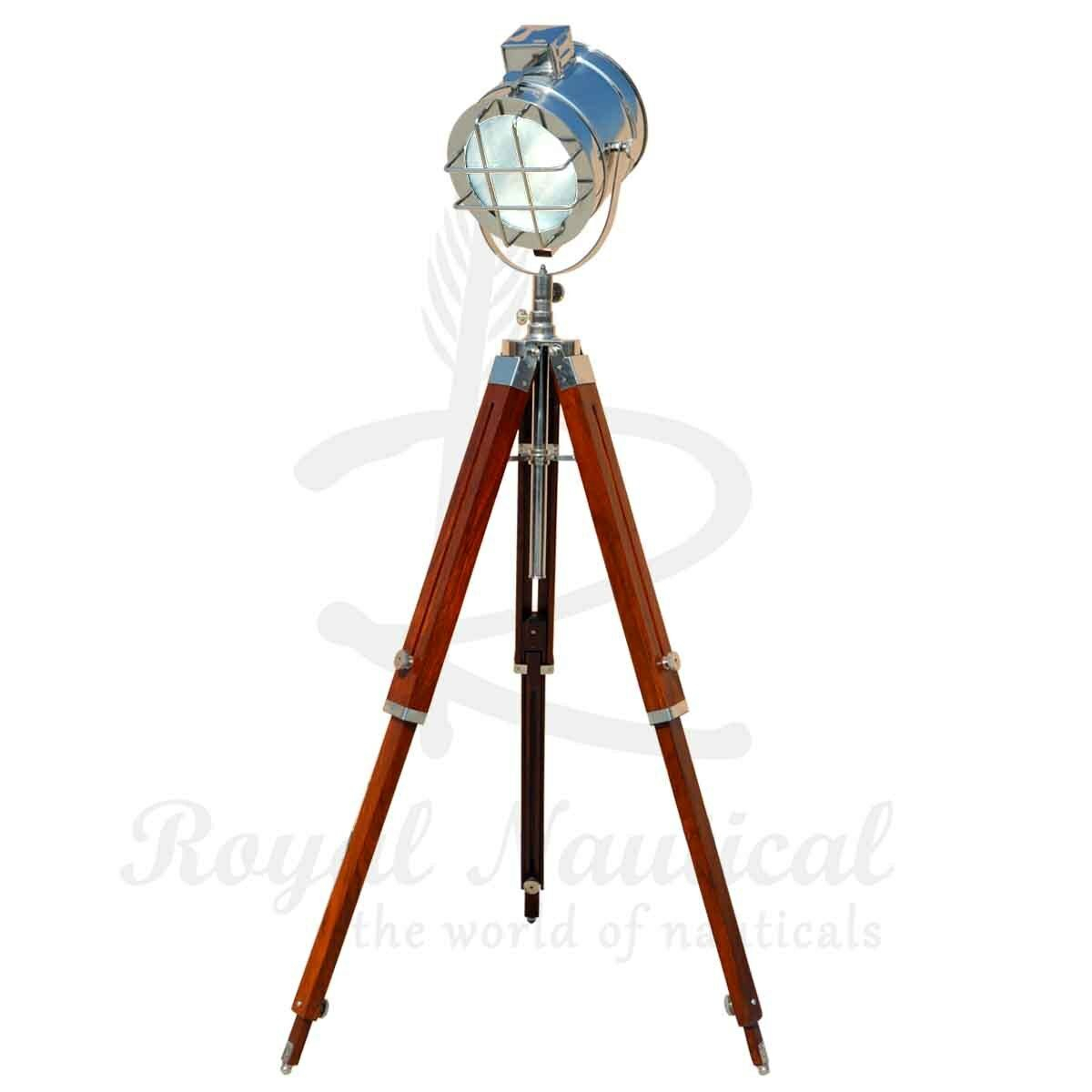 Details About Tripod Floor Lamp Nautical Spotlight Vintage Studio Wooden Light Home Office New with regard to size 1200 X 1200