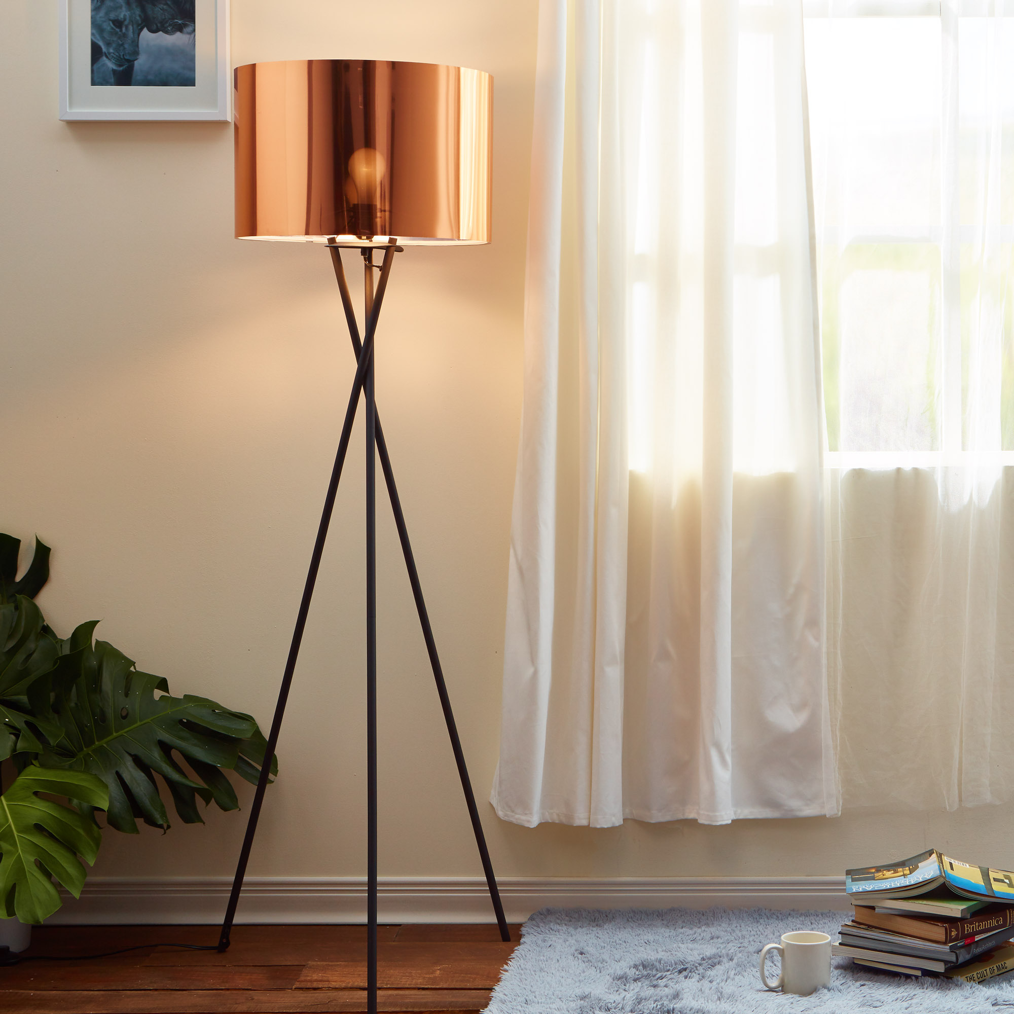 Details About Versanora Tripod Led Standard Floor Lamp Copper Shade Modern Lighting Vn L00002 with measurements 2000 X 2000