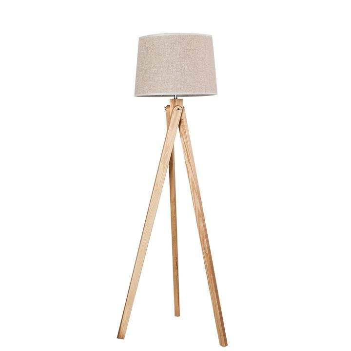 Details About Vfn Floor Lamp Solid Wood Tripod Cuboid 3 Legs Flaxen Fabric Shade Bedroom Light for dimensions 1000 X 1000