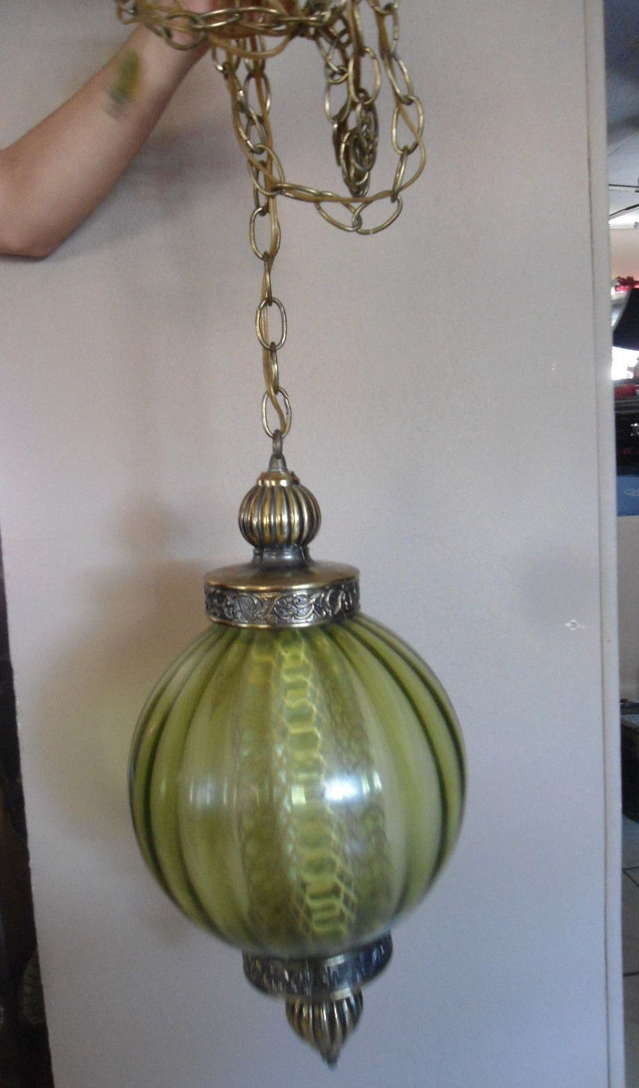 Details About Vintage Hollywood Clear Glass Brass Hanging regarding sizing 927 X 1578