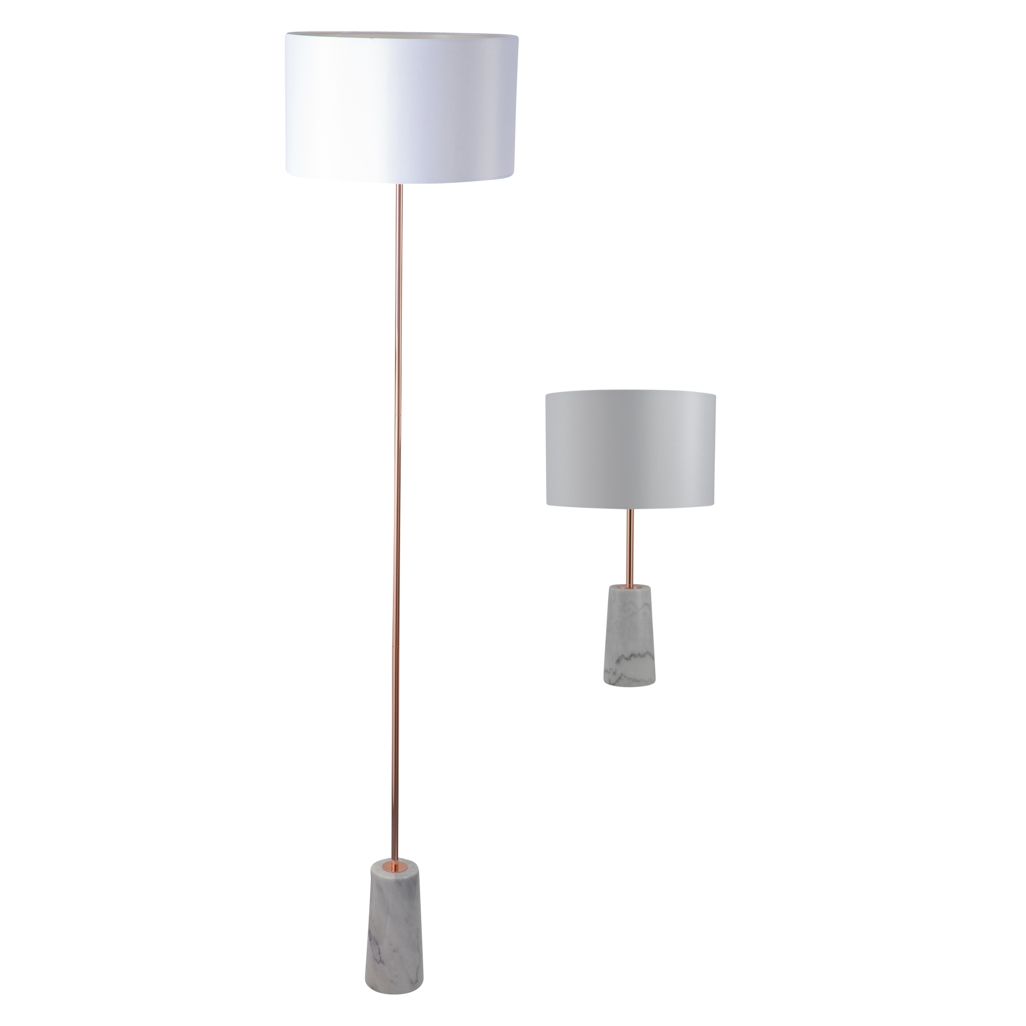 Details About White Marble And Copper Table Or Floor Lamp With White Fabric Shade intended for measurements 2000 X 2000