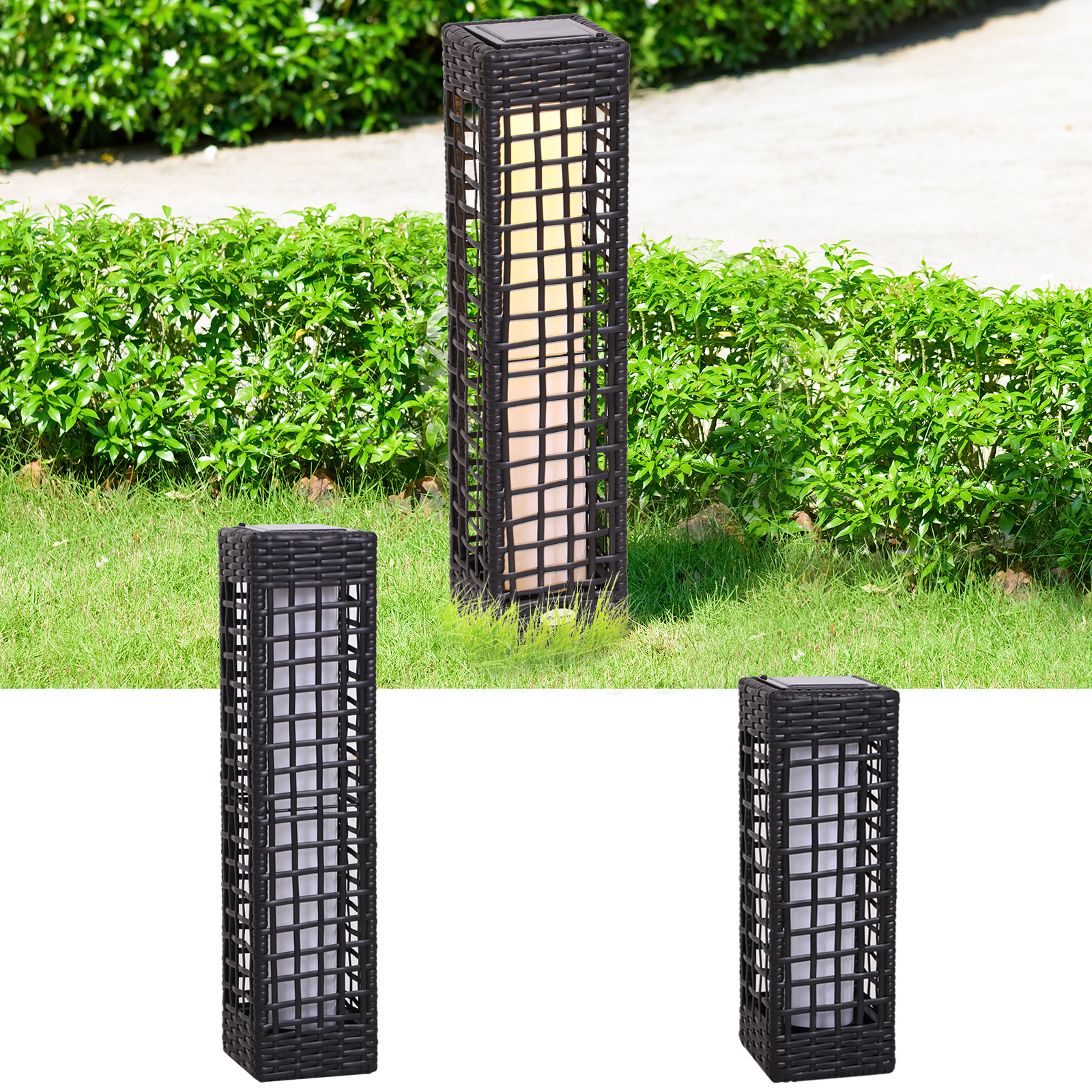 Details Zu 6848cm Rattan Lamp Traditional Floor Light Solar Led Garden Patio Deck Path regarding proportions 1600 X 1600