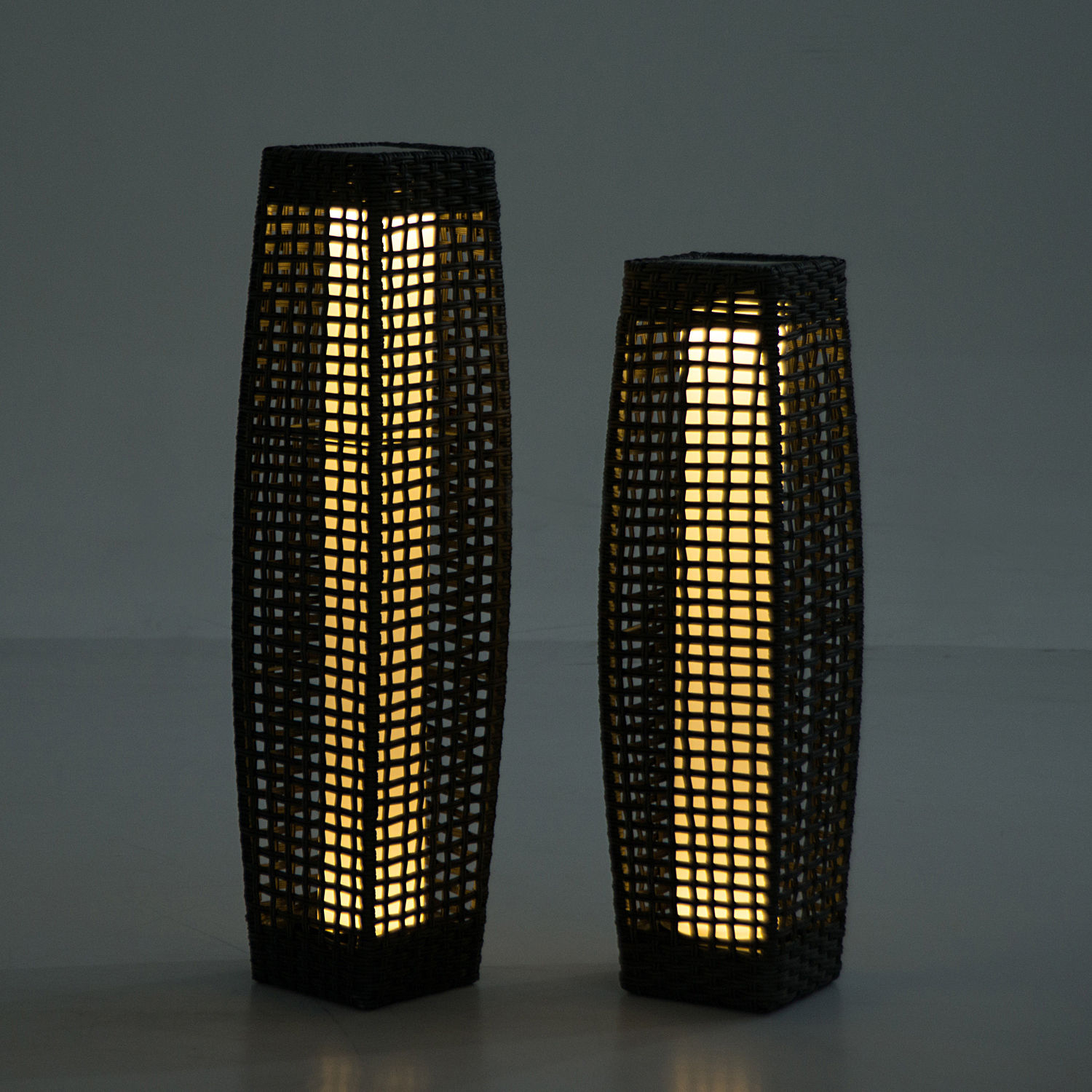 Details Zu Rattan Solar Powered Lamp Led Tall Lantern Garden Patio Wicker Floor Light Warm within size 1500 X 1500
