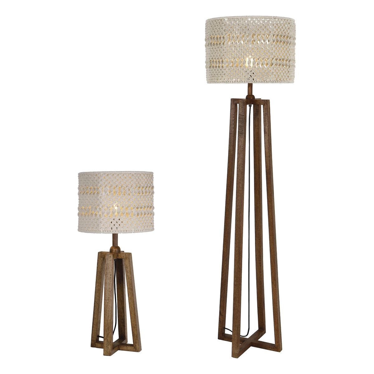 Devyn Table Floor Lamp Wood Cw Cream Macrame Shade with dimensions 1200 X 1200