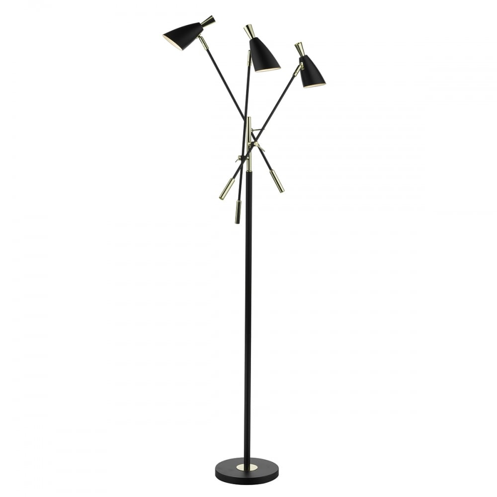 Diego 3 Light Adjustable Floor Lamp In Black And Gold Finish Die4954 in sizing 1000 X 1000