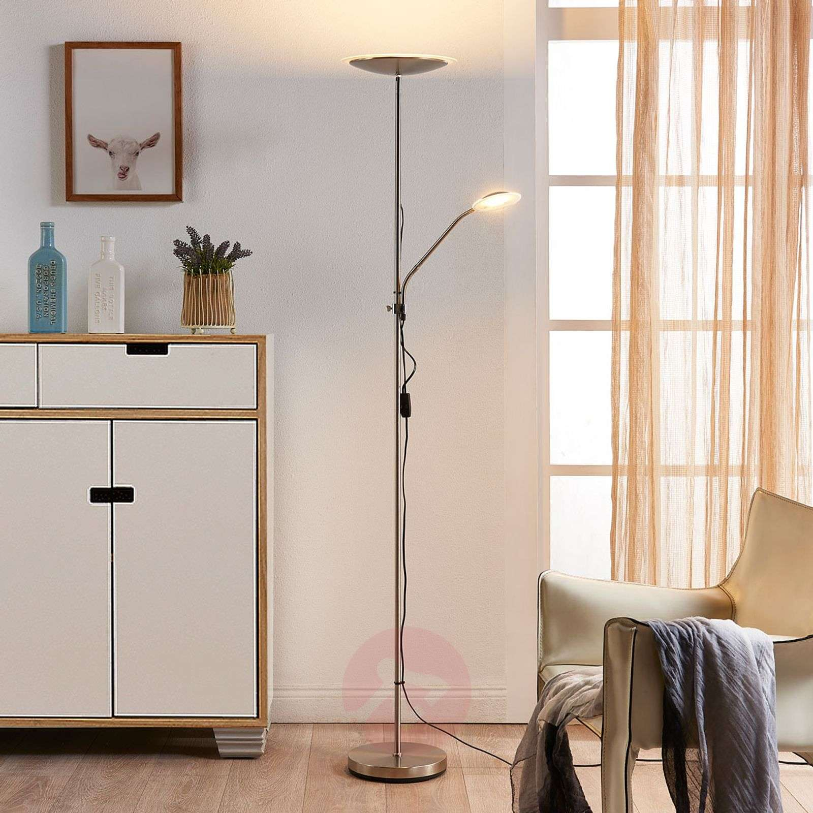 Discreet Led Floor Lamp Ela With Reading Arm in measurements 1600 X 1600