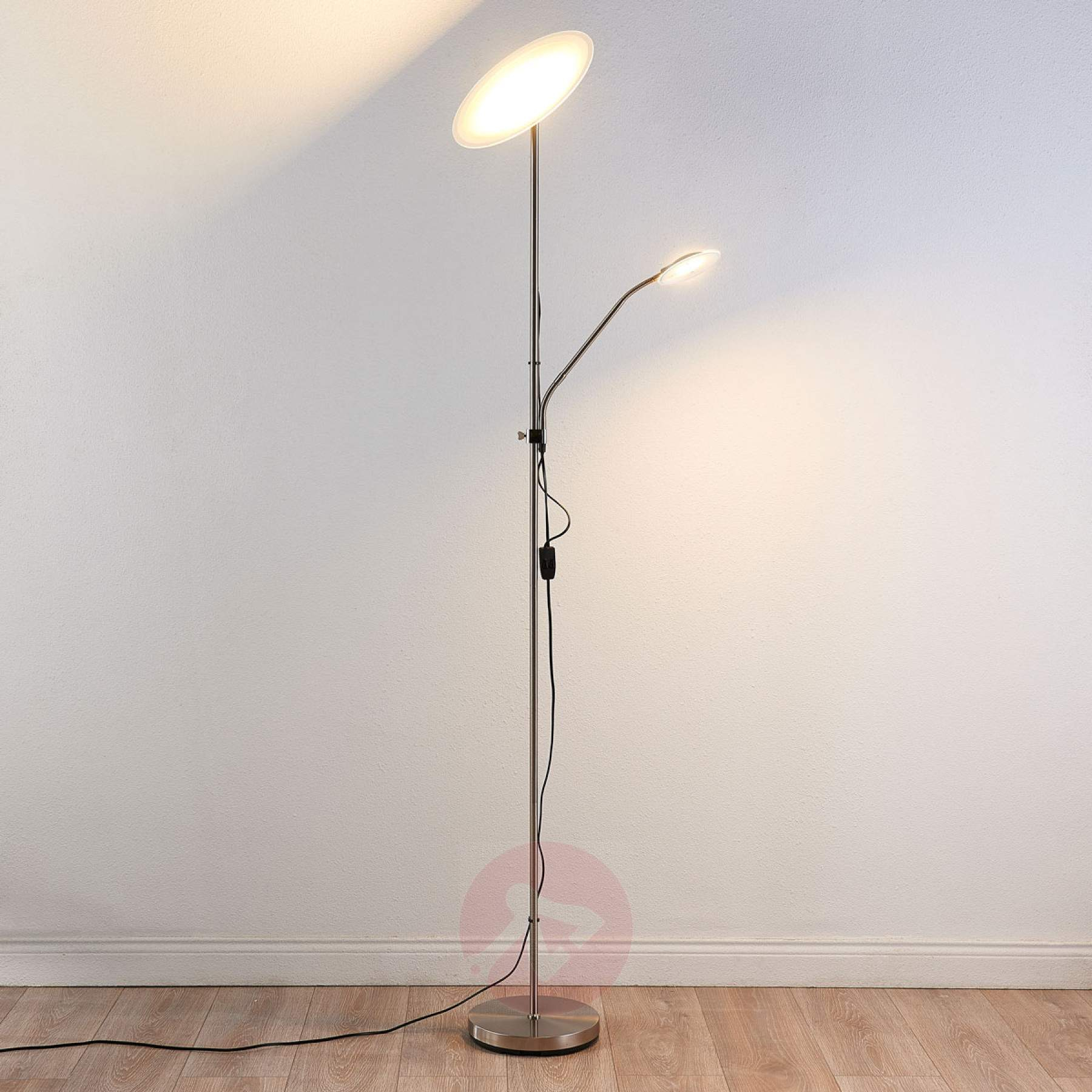 Discreet Led Floor Lamp Ela With Reading Arm in size 1800 X 1800