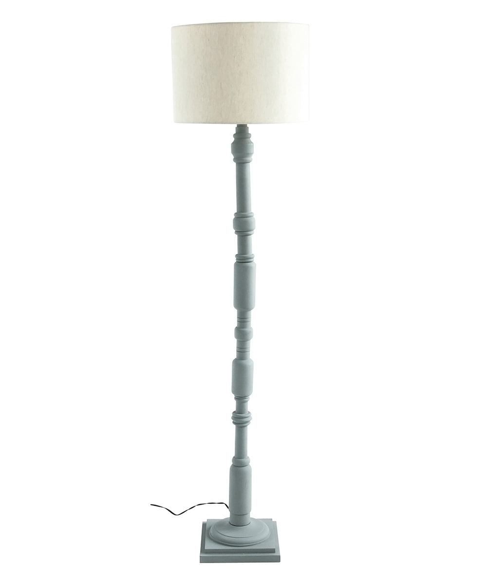 Distressed Gray Mango Wood Metal Floor Lamp With Fabric Shade within measurements 1000 X 1201