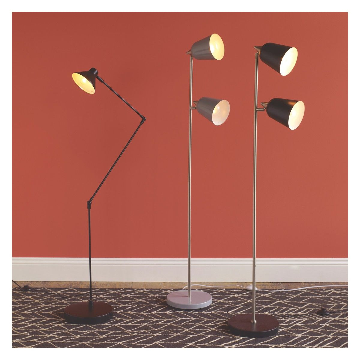 Double Grey Metal Twin Head Floor Lamp Floor Lamp Floor pertaining to measurements 1200 X 1200