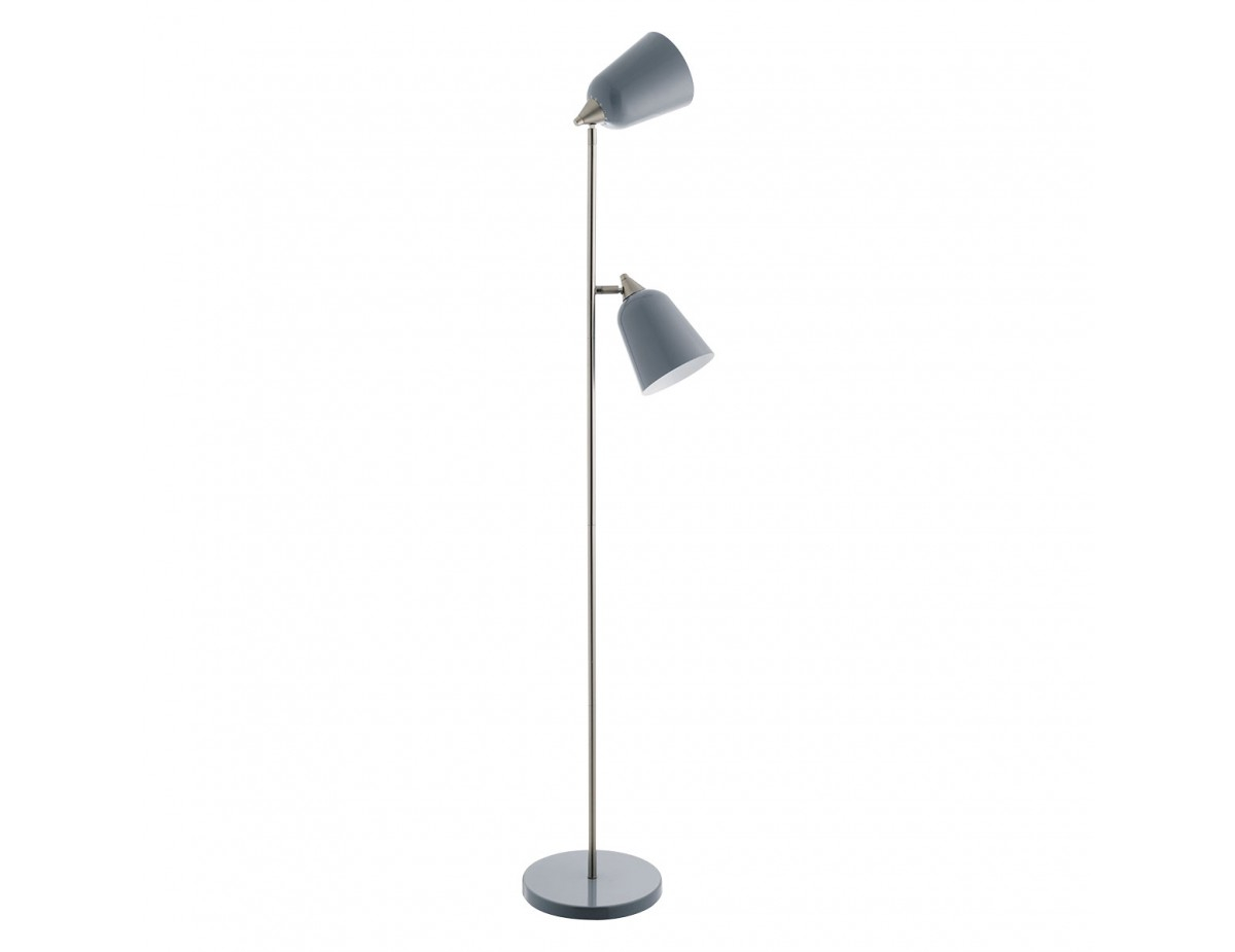 Double Grey Metal Twin Head Floor Lamp with measurements 1200 X 925