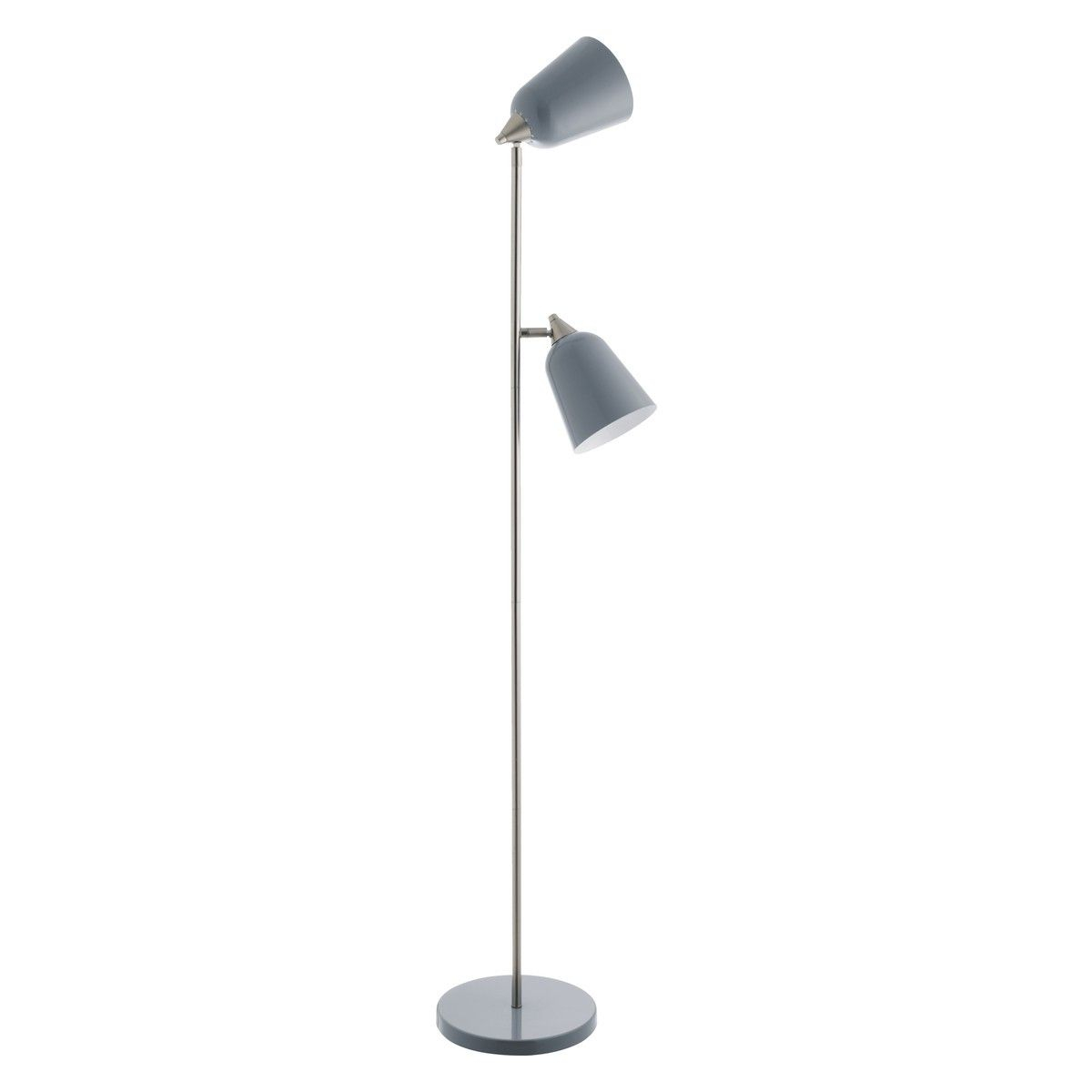 Double Grey Metal Twin Head Floor Lamp Wooden Floor Lamps pertaining to measurements 1200 X 1200