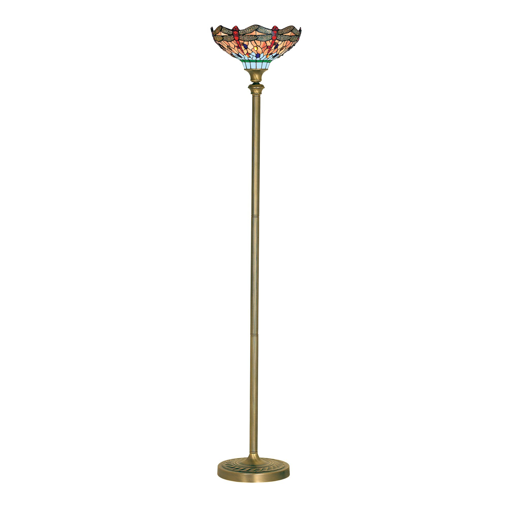 Dragonfly Antique Brass Floor Lamp With Hand Made Tiffany Glass inside size 2000 X 2000