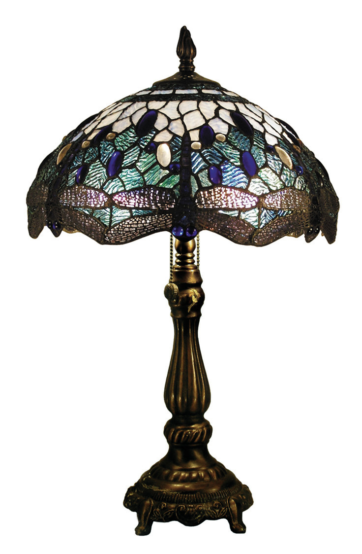 Dragonfly Leadlight Table Lamp with measurements 736 X 1124