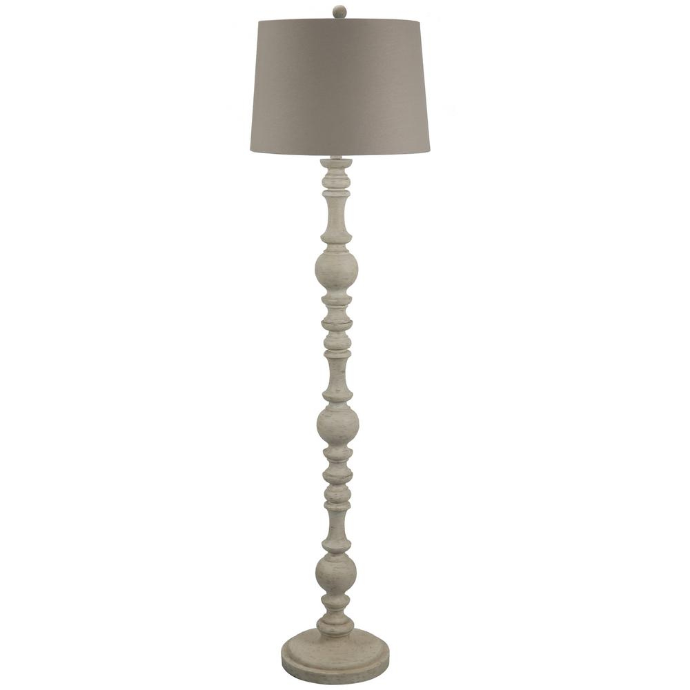 Dsi Lighting 61 In Shab White Floor Lamp With Gray Round Lamp Shade intended for size 1000 X 1000
