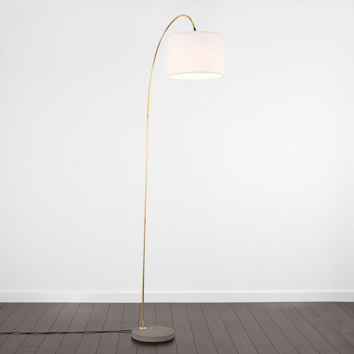 Dubose Floor Lamp In Gold With Cement Base White Shade with regard to measurements 1200 X 1200