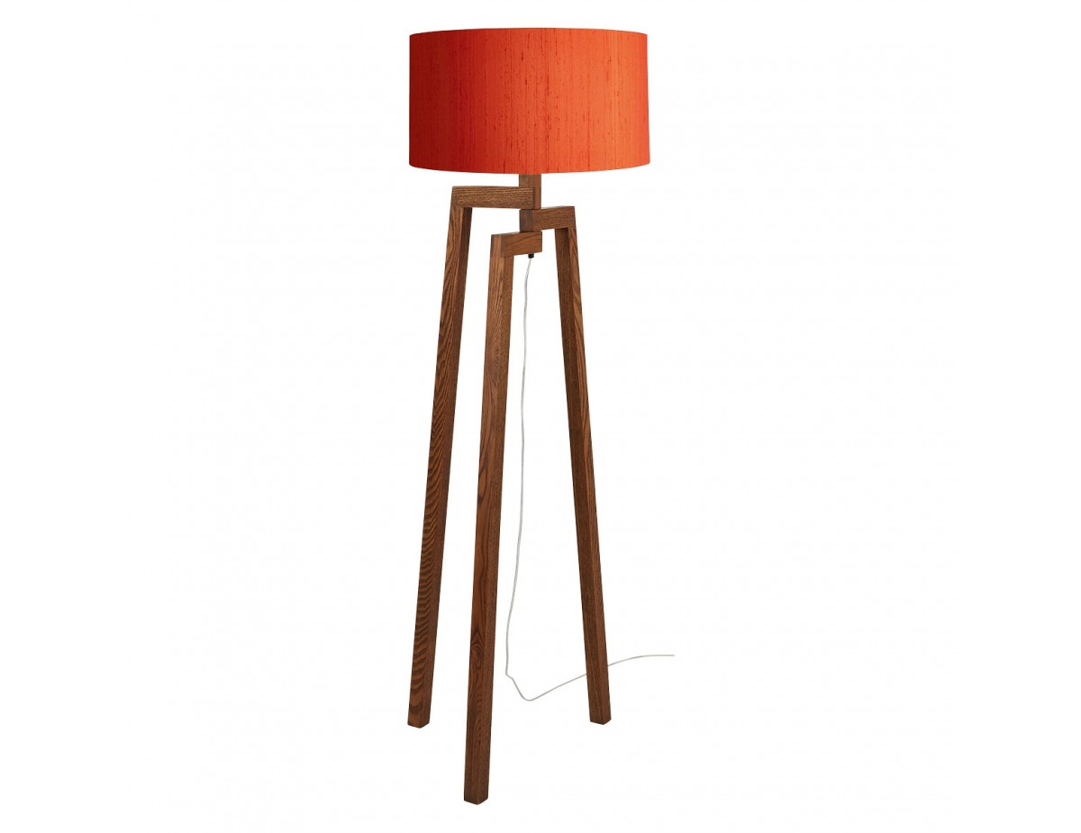 Dylan Dylan Walnut Floor Lamp With Orange Drum Silk Shade intended for dimensions 1200 X 925