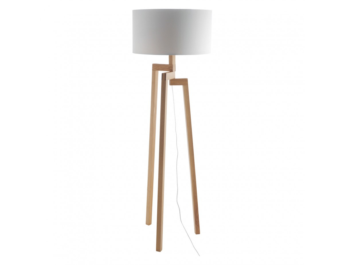 Dylan Wooden Floor Lamp With White Shade pertaining to proportions 1200 X 925