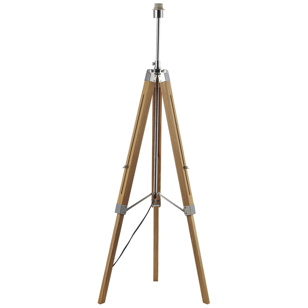 Easel Tripod Floor Lamp In Natural Wood With Chrome Detailing with dimensions 1000 X 1000