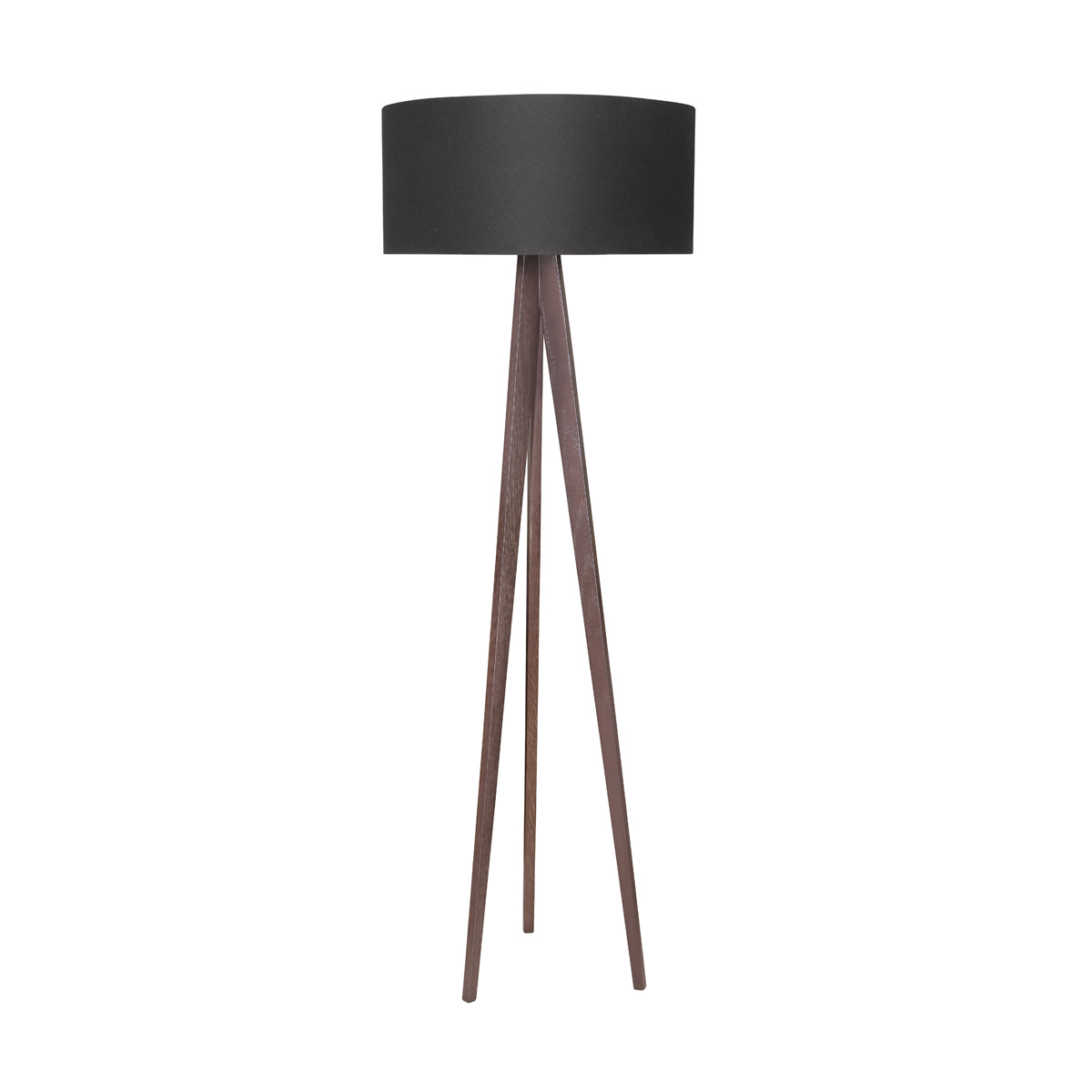 Ebony Stained Solid Oak Tripod With Fabric Lamp Shade for measurements 1200 X 1200