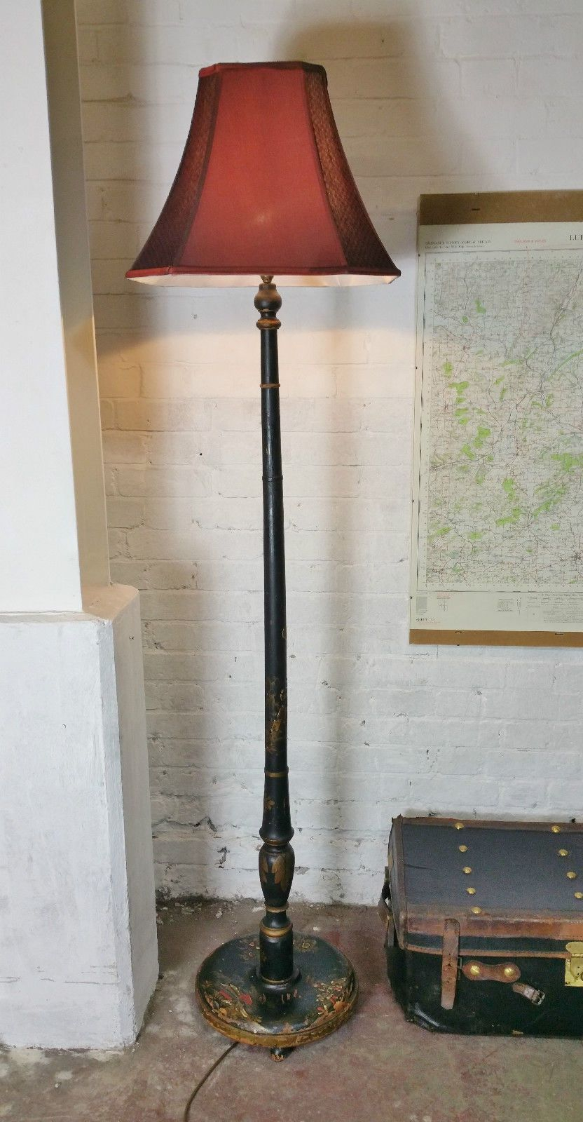Edwardian Chinoiserie Floor Lamp Rewired New Old Stock regarding measurements 832 X 1600