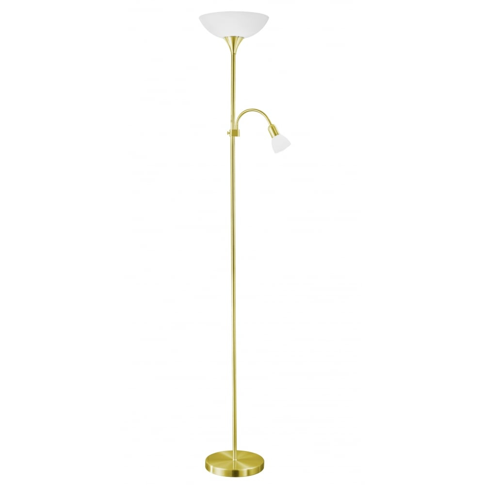 Eglo Up2 Floor Lamp With Side Swan Neck Light Brass regarding dimensions 1000 X 1000