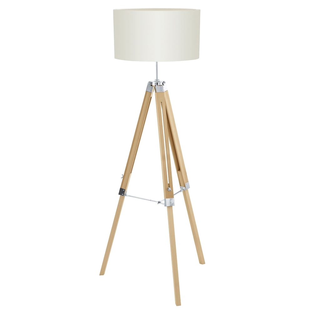 Eglo Vintage 94324 Lantada Single Light Natural Wooden Tripod Floor Lamp with measurements 1000 X 1000