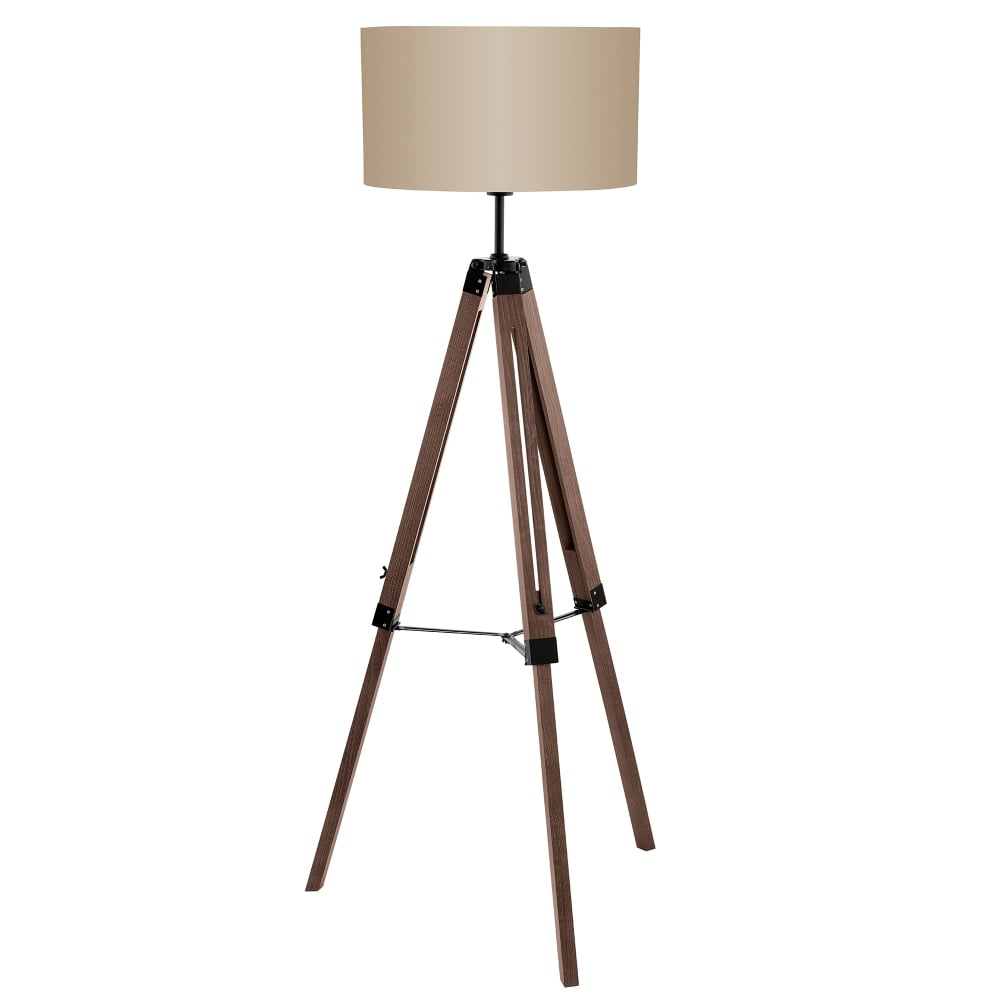 Eglo Vintage Lantada Single Light Tripod Floor Lamp In Nut Finish for size 1000 X 1000