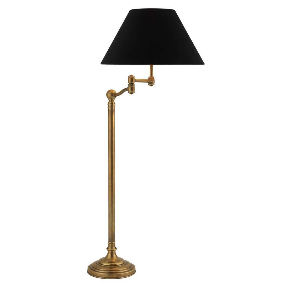 Eichholtz Floor Lamp Regis Vintage Brass Finish Swing Arm Including Black Velvet Shade inside dimensions 1000 X 1000