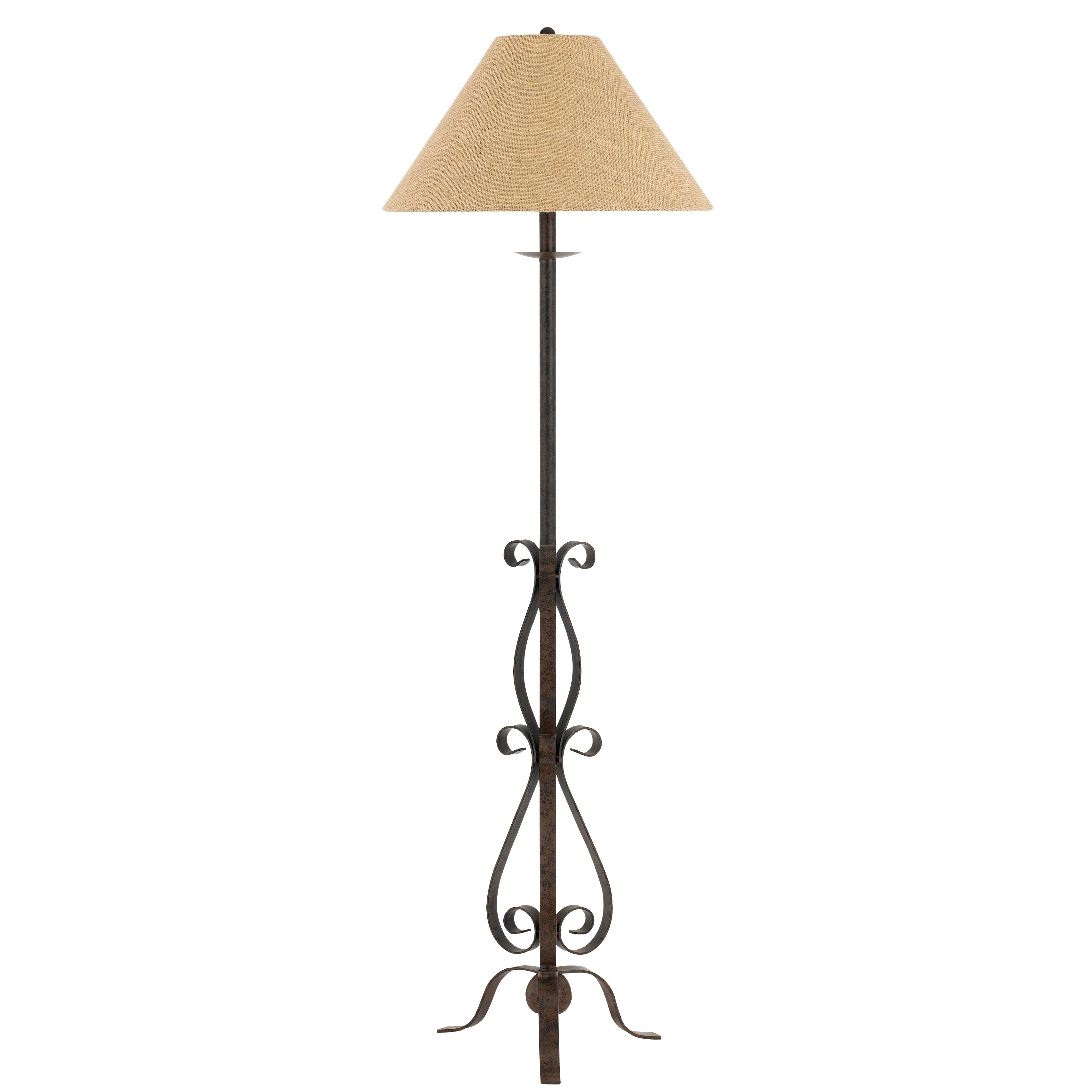 Ekalaka Tan Wrought Iron Floor Lamp With Burlap Shade inside dimensions 3500 X 3500