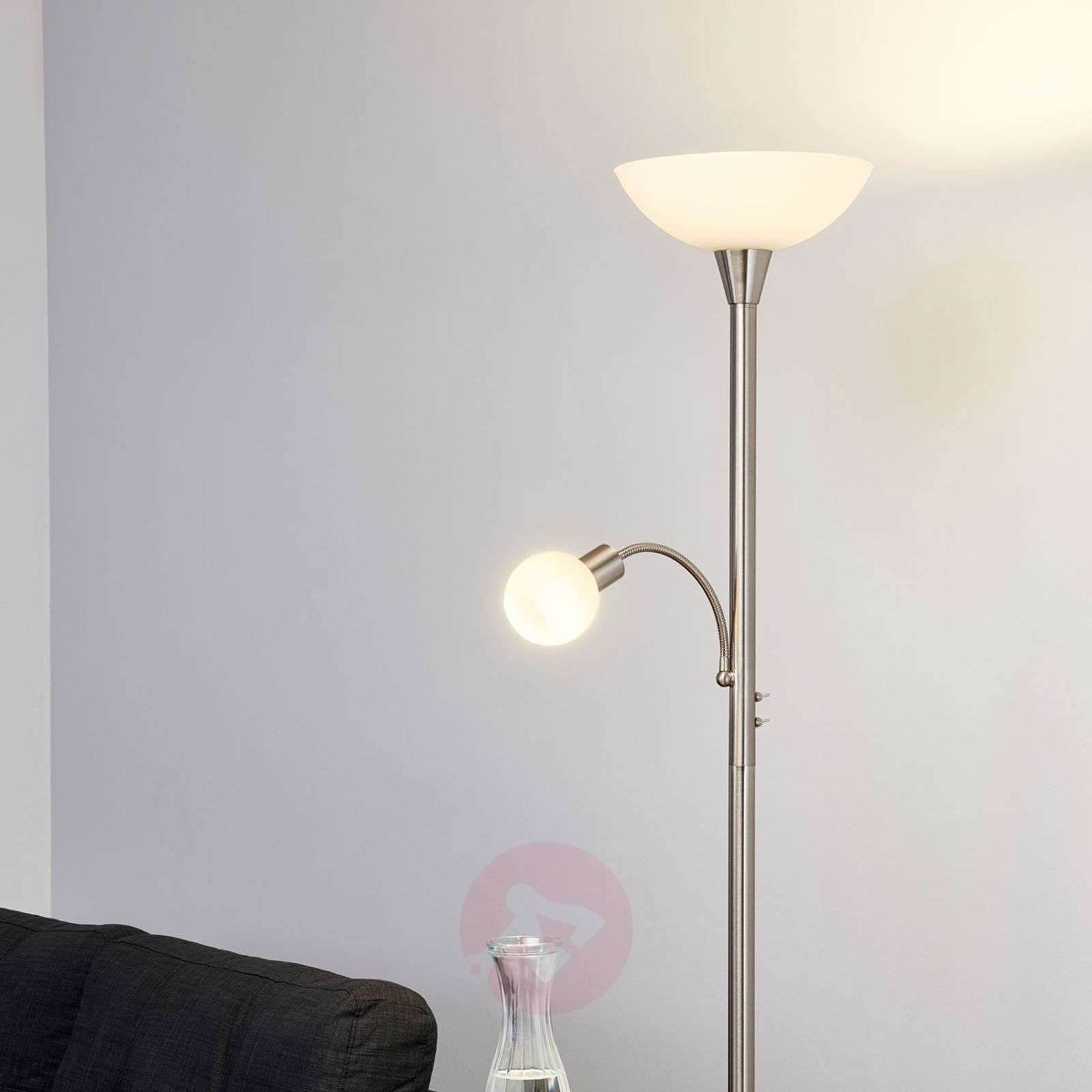 Elaina 2 Bulb Led Floor Lamp Nickel Matte in measurements 1600 X 1600