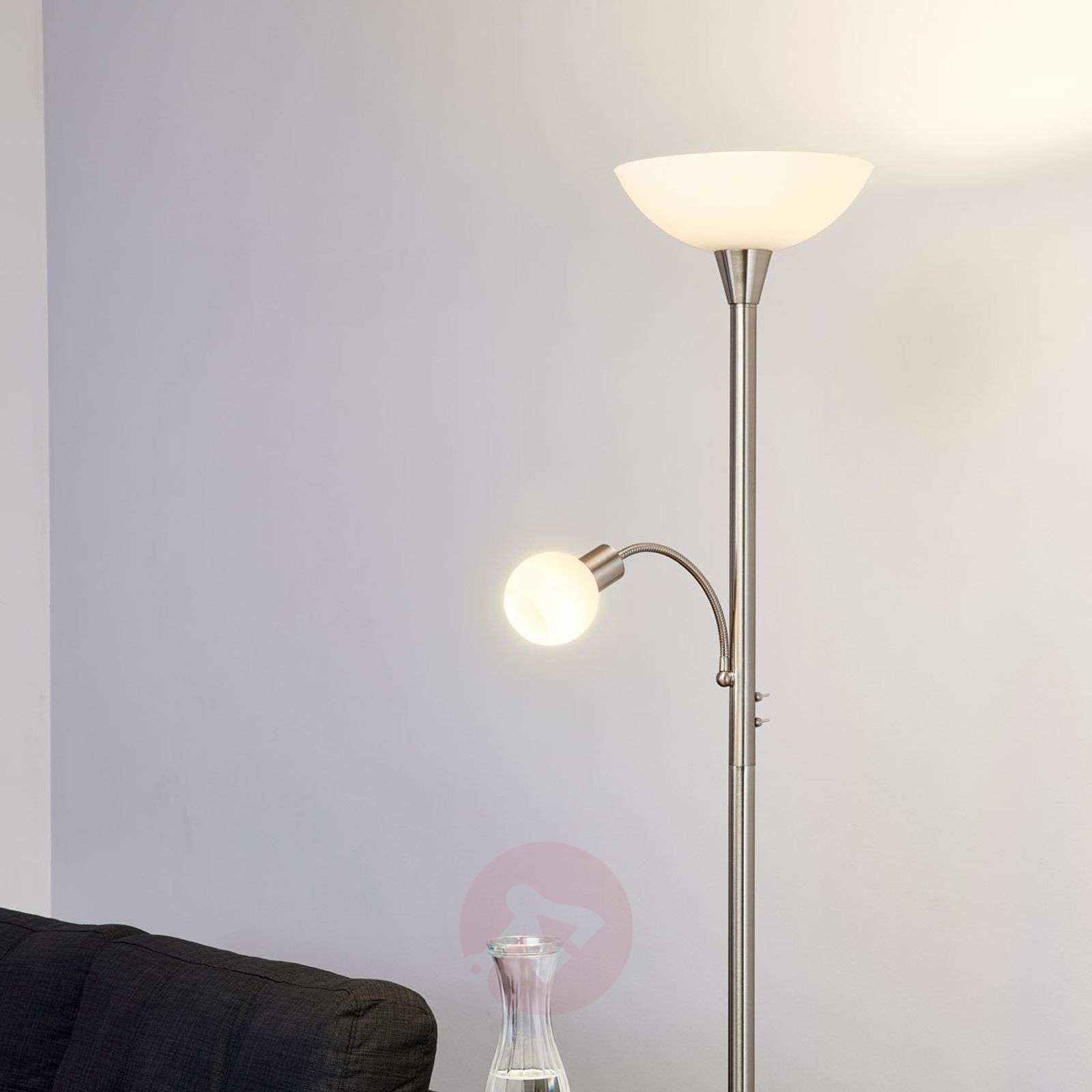 Elaina 2 Bulb Led Floor Lamp Nickel Matte pertaining to dimensions 1600 X 1600