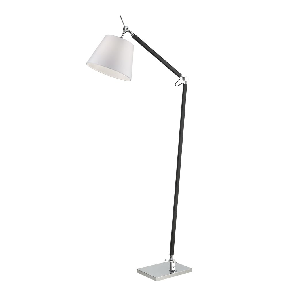 Elegant Adjustable Floor Lamp In Chrome And Black Finish With Off White Shade Sl230 within size 1000 X 1000