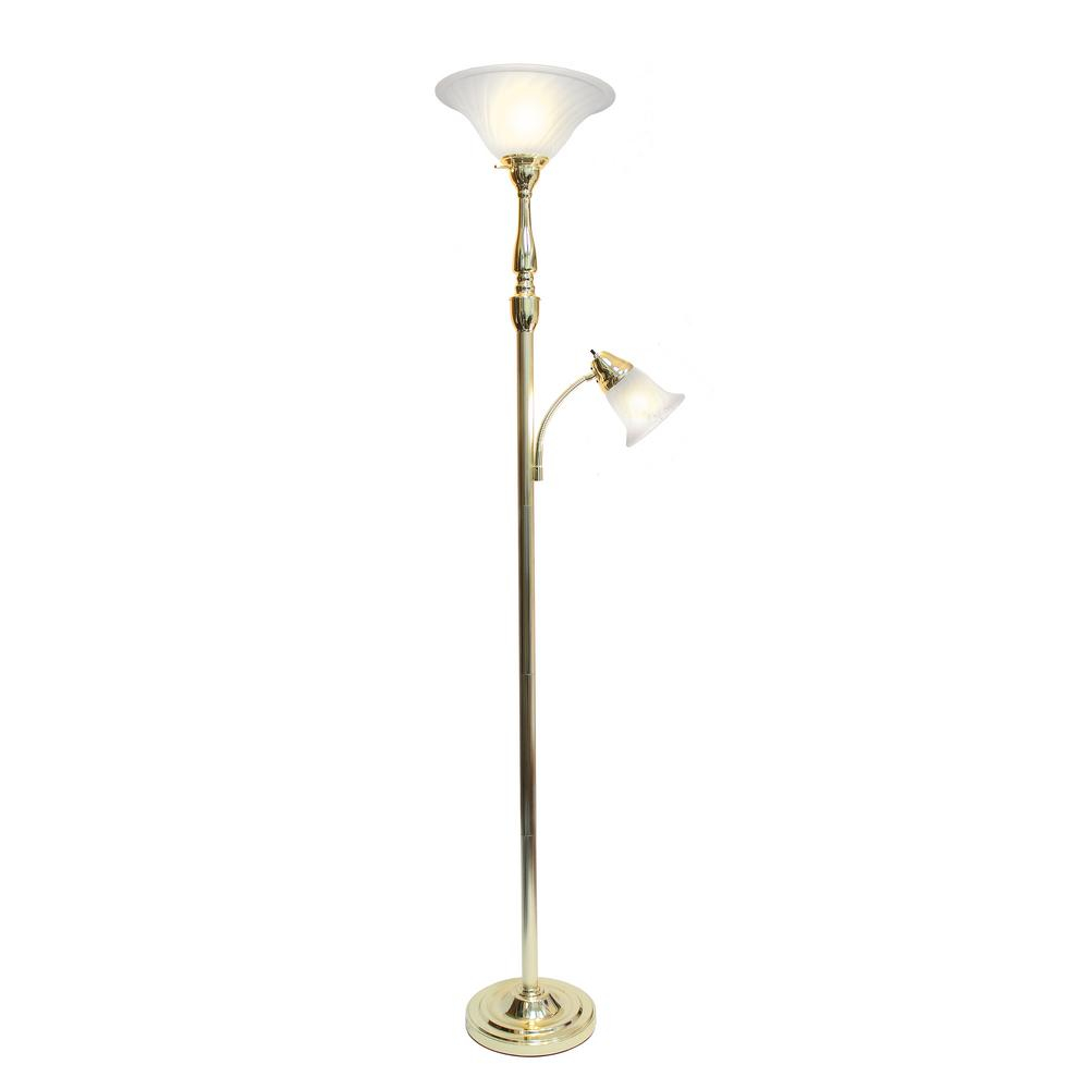 Elegant Designs 2 Light 71 In Mother Daughter Gold Floor Lamp With White Marble Glass Shade inside sizing 1000 X 1000