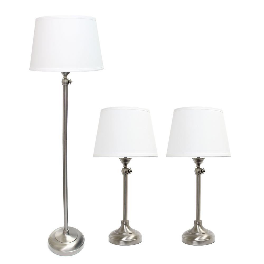 Elegant Designs 59 In Brushed Nickel Adjustable Floor Lamp 3 Pack Set inside size 1000 X 1000