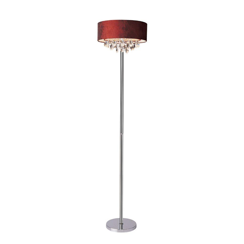 Elegant Designs 615 In Chrome Floor Lamp With Red Ruched Fabric Drum Shade with measurements 1000 X 1000