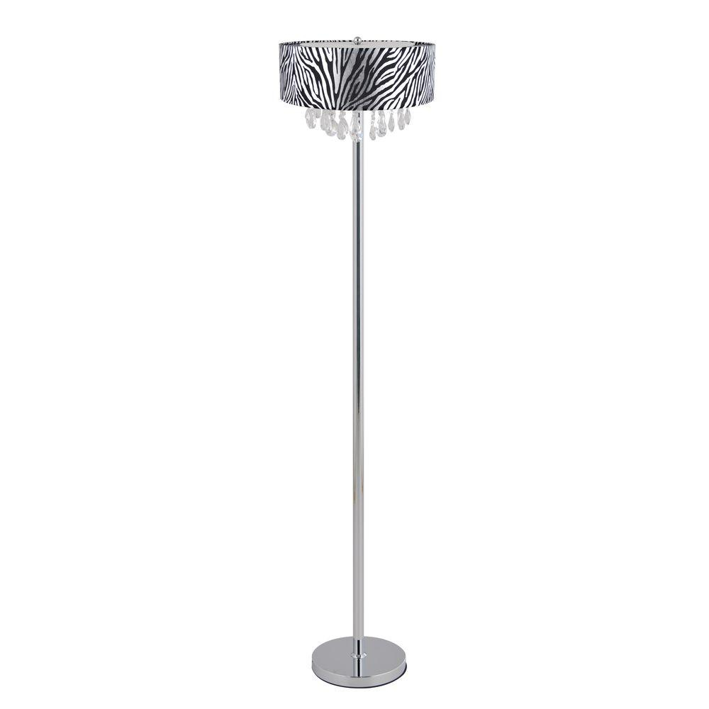 Elegant Designs 615 In Chrome Floor Lamp With Zebra Print Ruched Fabric Drum Shade for proportions 1000 X 1000