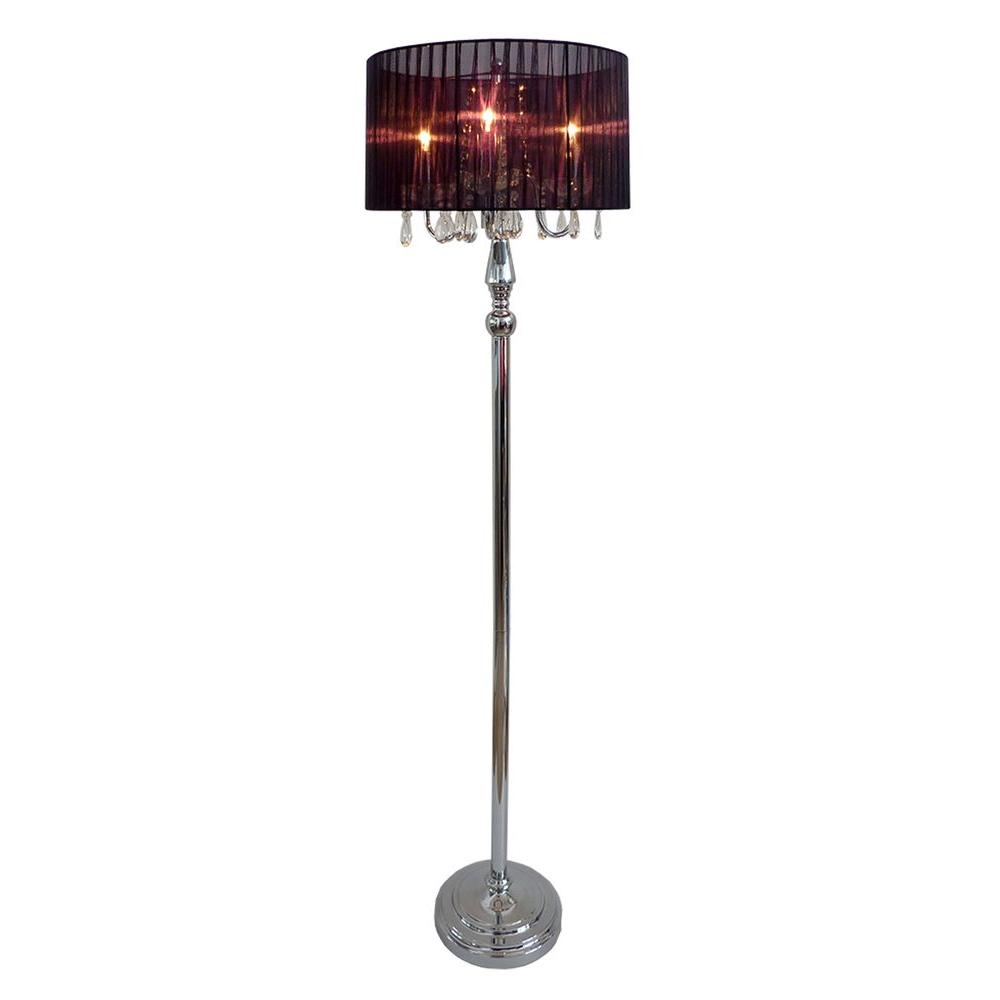 Elegant Designs 615 In Trendy Romantic Black Sheer Shade Chrome Floor Lamp With Hanging Crystals regarding sizing 1000 X 1000