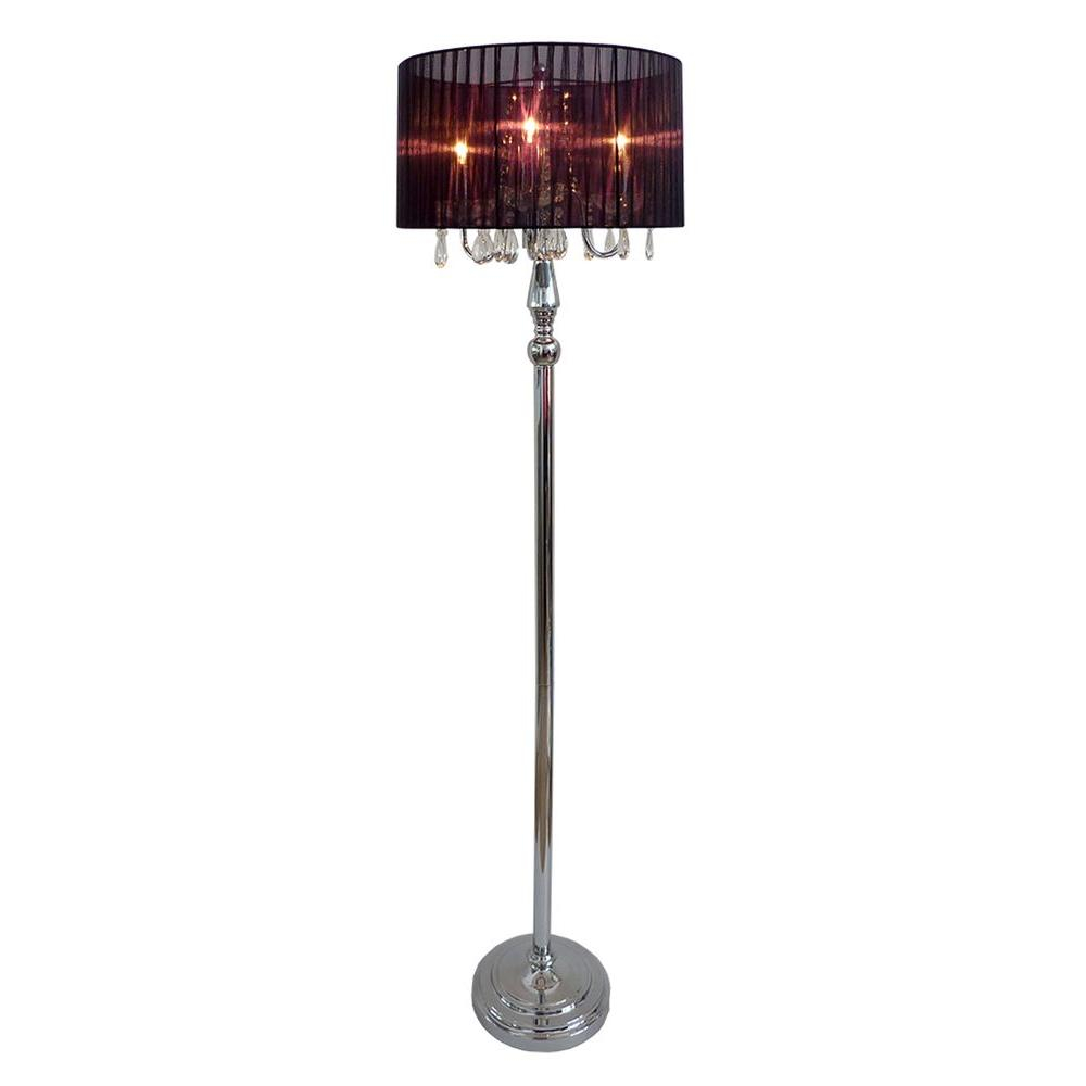 Elegant Designs 615 In Trendy Romantic Black Sheer Shade Chrome Floor Lamp With Hanging Crystals throughout sizing 1000 X 1000