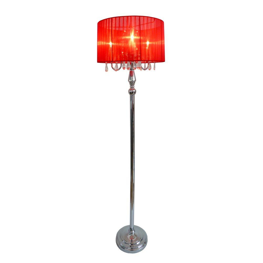 Elegant Designs 615 In Trendy Romantic Red Sheer Shade Chrome Floor Lamp With Hanging Crystals within size 1000 X 1000