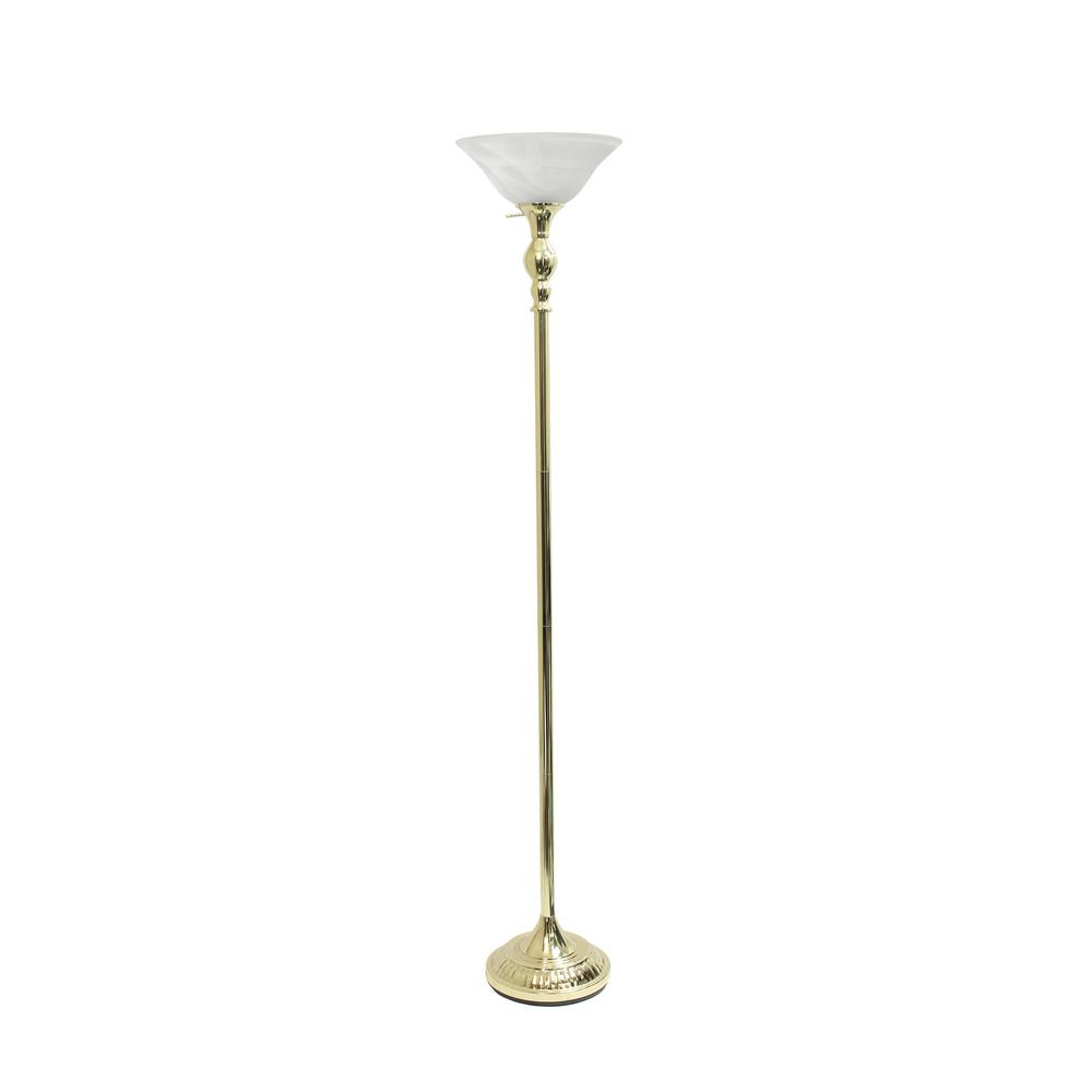 Elegant Designs 71 In 1 Light Gold Torchiere Floor Lamp With Marbleized White Glass Shade throughout sizing 1000 X 1000