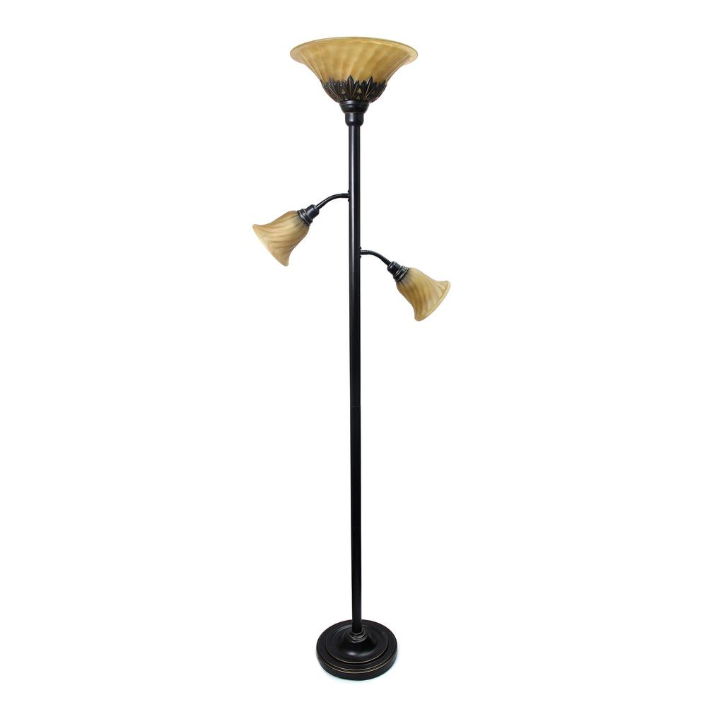 Elegant Designs 71 In 3 Light Restoration Bronze Floor Lamp With Scalloped Glass Shades with regard to proportions 1000 X 1000