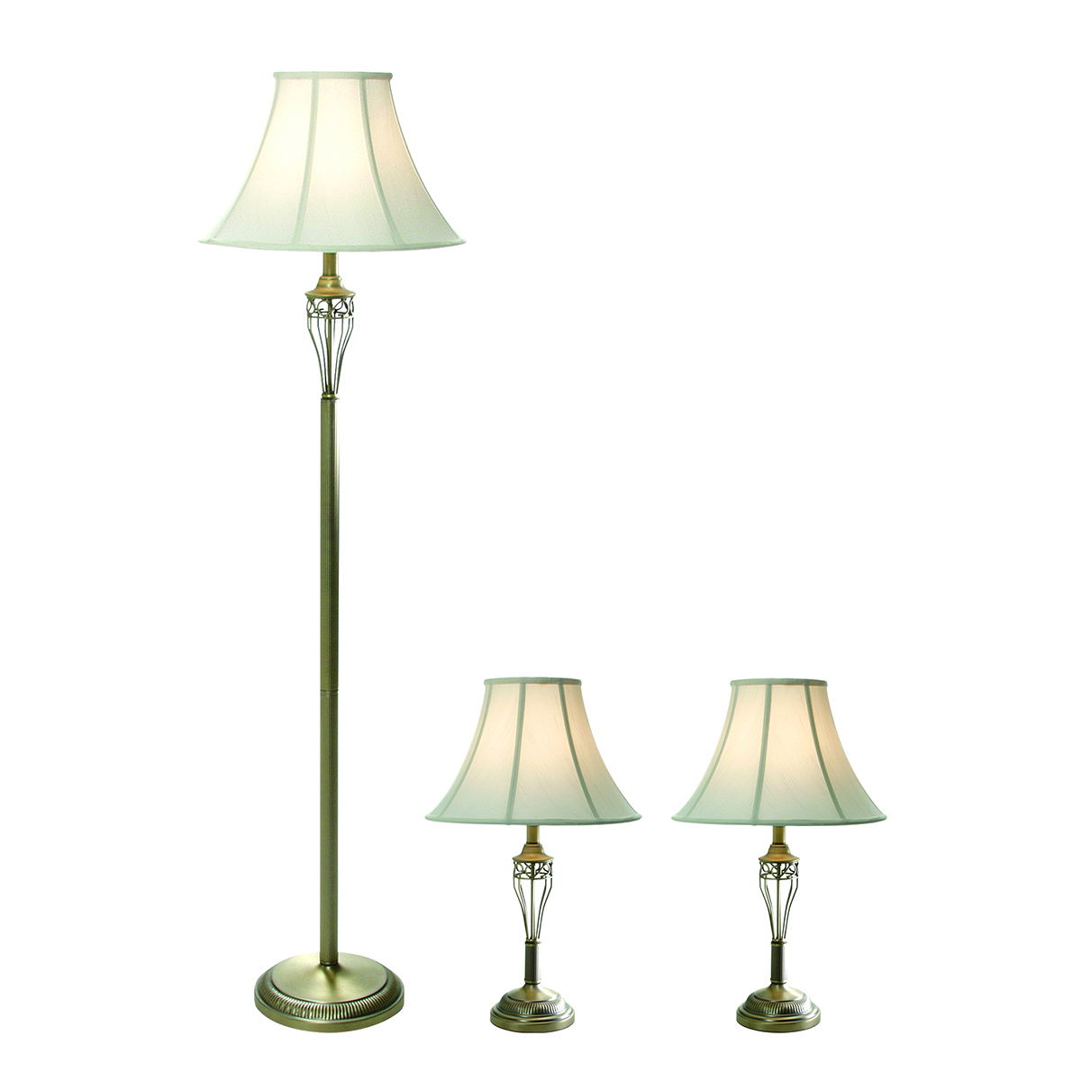 Elegant Designs Antique Brass Three Pack Lamp Set 2 Table Lamps 1 Floor Lamp with proportions 1200 X 1200
