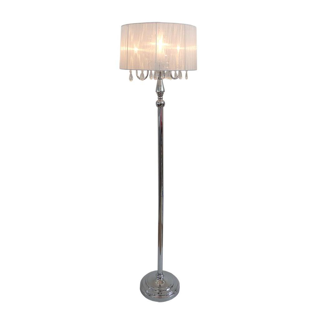 Elegant Designs Crystal Palace 615 In Trendy Romantic White Sheer Shade Chrome Floor Lamp With Hanging Crystals inside proportions 1000 X 1000