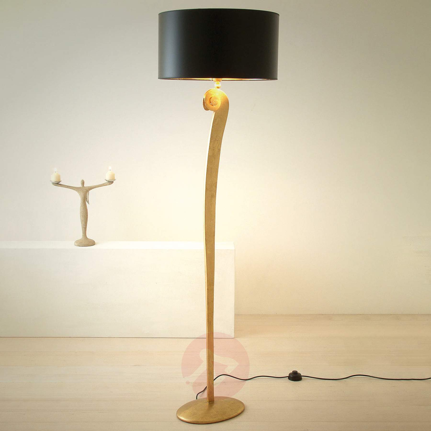 Elegant Floor Lamp Lorgolioso In Gold Black regarding proportions 1800 X 1800