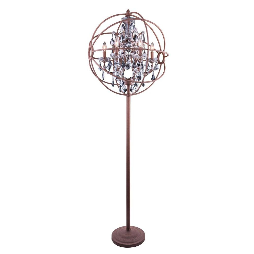 Elegant Lighting Geneva 715 In Rustic Intent Floor Lamp With Silver Shade Grey Crystal with measurements 1000 X 1000